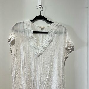 🛍️Hem & Thread White Textured Blouse